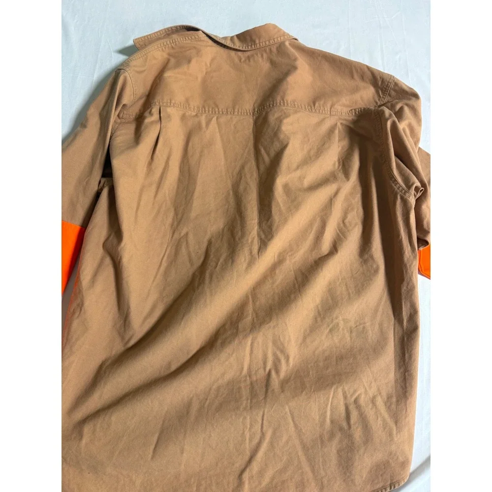 Columbia Sportswear Mens XL Shooting Shirt Blaze Orange Hunting Tan Canvas L/S